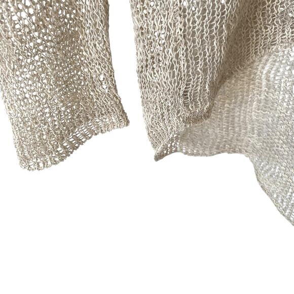 Eileen Fisher Linen Beige Tan V-Neck Knit Long Sleeve Sweater size XS - Picture 2 of 7